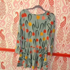 Tea Collection Long Sleeve Tulip Floral Print Jersey Dress NWT Size 16